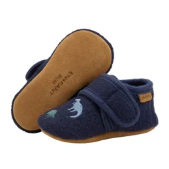 Ulltofflor med Broderi - Navy