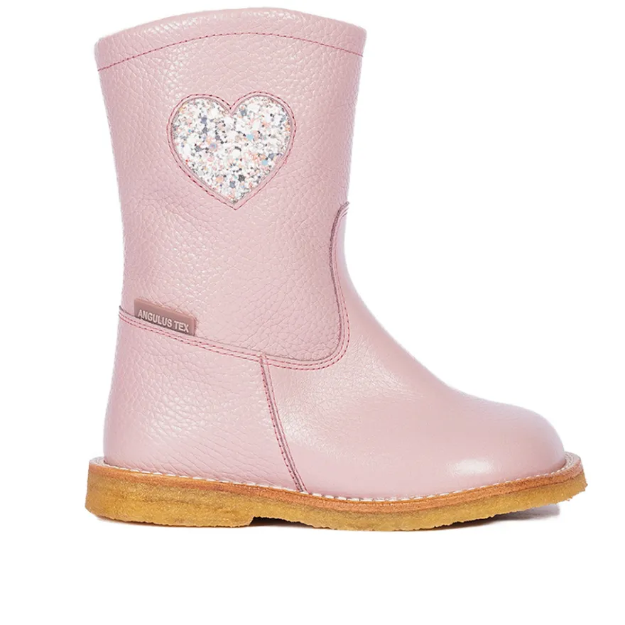 Vattenavvisande TEX-känga med glitterhjärta - Mauve