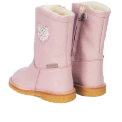 Vattenavvisande TEX-känga med glitterhjärta - Mauve