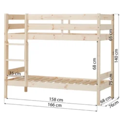 Våningssäng inkl. botten, Eco Comfort 70x160 cm – Natur