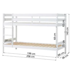 Våningssäng inkl. botten, Eco Comfort 90x200 cm – Vit