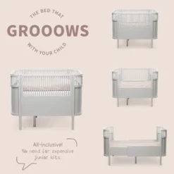 Växasäng 2 i 1 Baby & Juniorsäng - Stone Grey