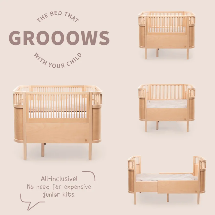 Växasäng 2 i 1 Baby & Juniorsäng - Wooden Edition