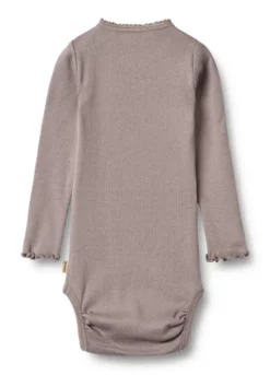 Wheat Lotta Rib Långärmad Body - Dusty Purple