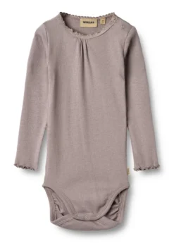 Wheat Lotta Rib Långärmad Body - Dusty Purple