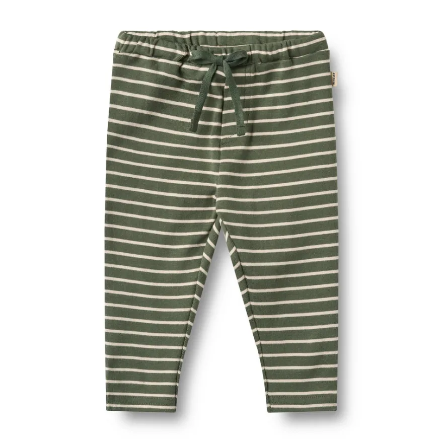 Wheat Manfred Jersey Byxor - Dark Green Stripe