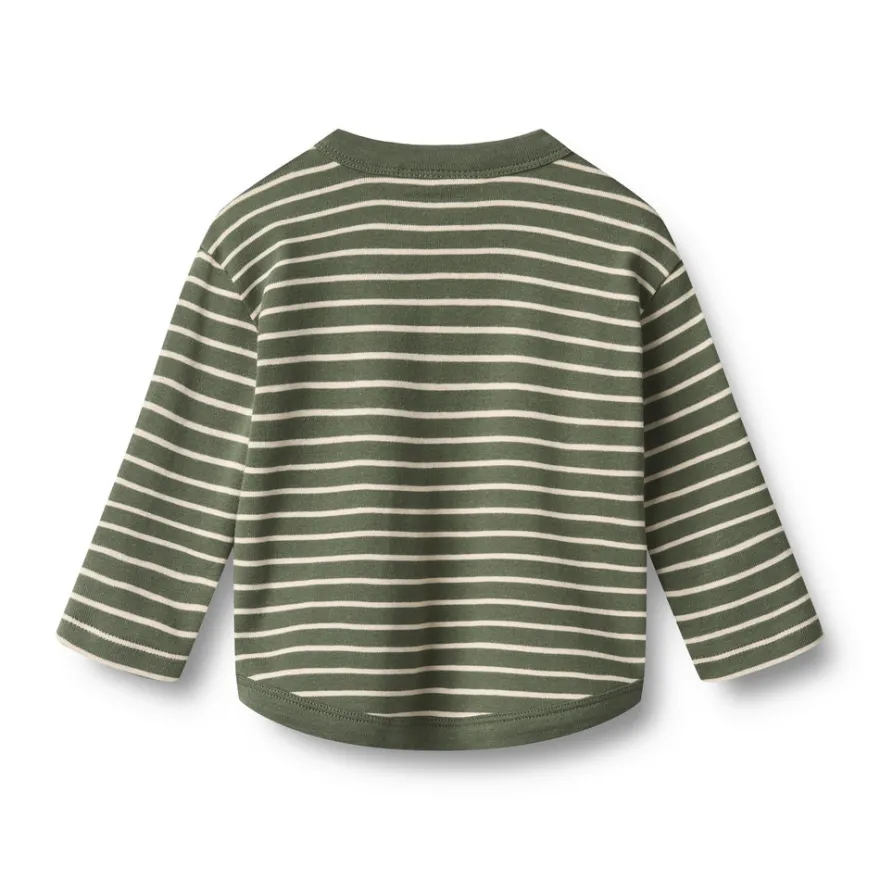 Wheat Osvald Tröja - Dark Green Stripe