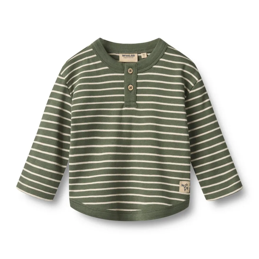 Wheat Osvald Tröja - Dark Green Stripe