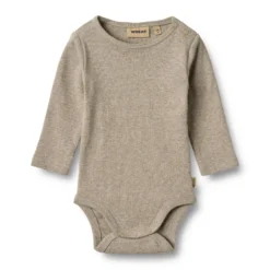 Wheat Spencer Långärmad Rib Body - Gravel Melange