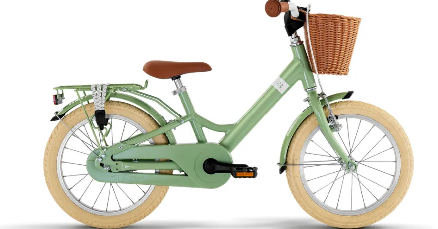 Youke Classic 16-Alu Springcykel med Korg - Retro Grön