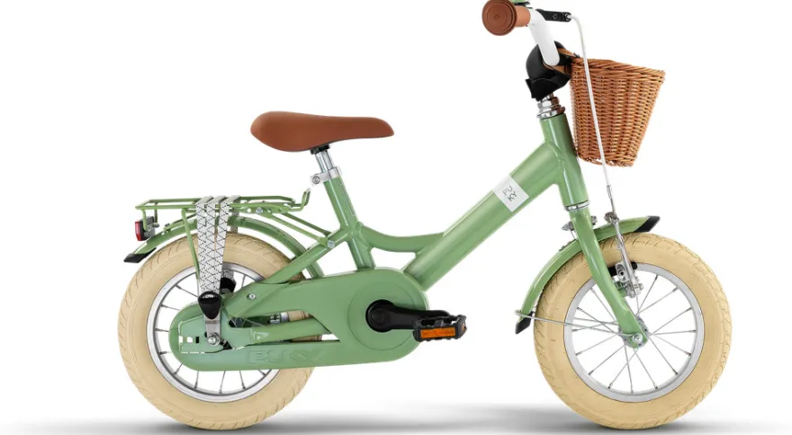 Youke Classic 12-Alu Springcykel med Korg - Retro Grön