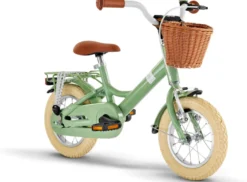 Youke Classic 12-Alu Springcykel med Korg - Retro Grön